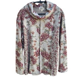 One World light floral cowl neck sweater Tunic Size XL
